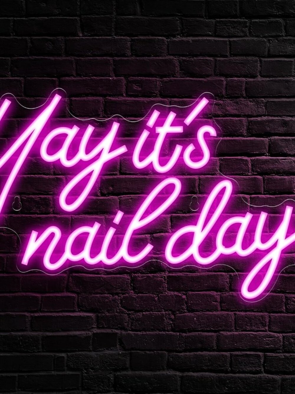 Yay It's Nail Day Neon Sign - Neon Sign for Salon Bar, Beauty Room, Bedroom - Gr